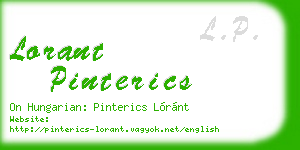 lorant pinterics business card